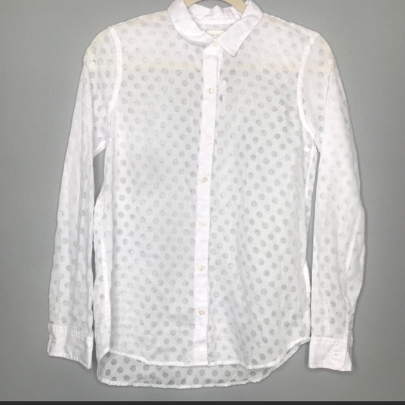 GAP Boyfriend Button Down W/See Thru Polka Dots - Picture 1 of 4
